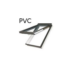 FAKRO - Fenêtre de toît à projection et rotation (PVC blanc & bois) PPP-V / PI / GO