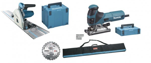 MAKITA - Combopack scie plongeante SP6000J 1300W + scie sauteuse 4351FCTJ 720W + 2 x coffret Makpac