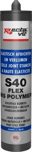 RECTAVIT - S40 Flex noir - 290 ml, mastic de jointoyage