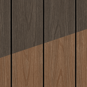 BAMBOOTOUCH - DECKOOTOUCH TERRASSES MASSIVES COMPOSITE RECYCLÉ ( DOPPIO ESPRESSO / CEYLON DOUBLE FACE lisse ) )
