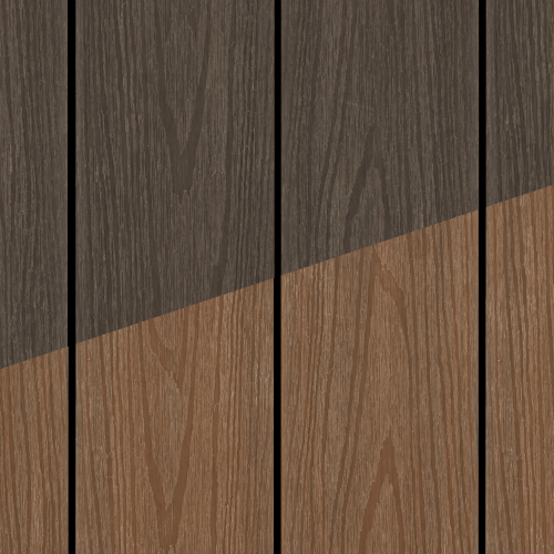 BAMBOOTOUCH - DECKOOTOUCH TERRASSES MASSIVES COMPOSITE RECYCLÉ ( DOPPIO ESPRESSO / CEYLON DOUBLE FACE lisse ) )